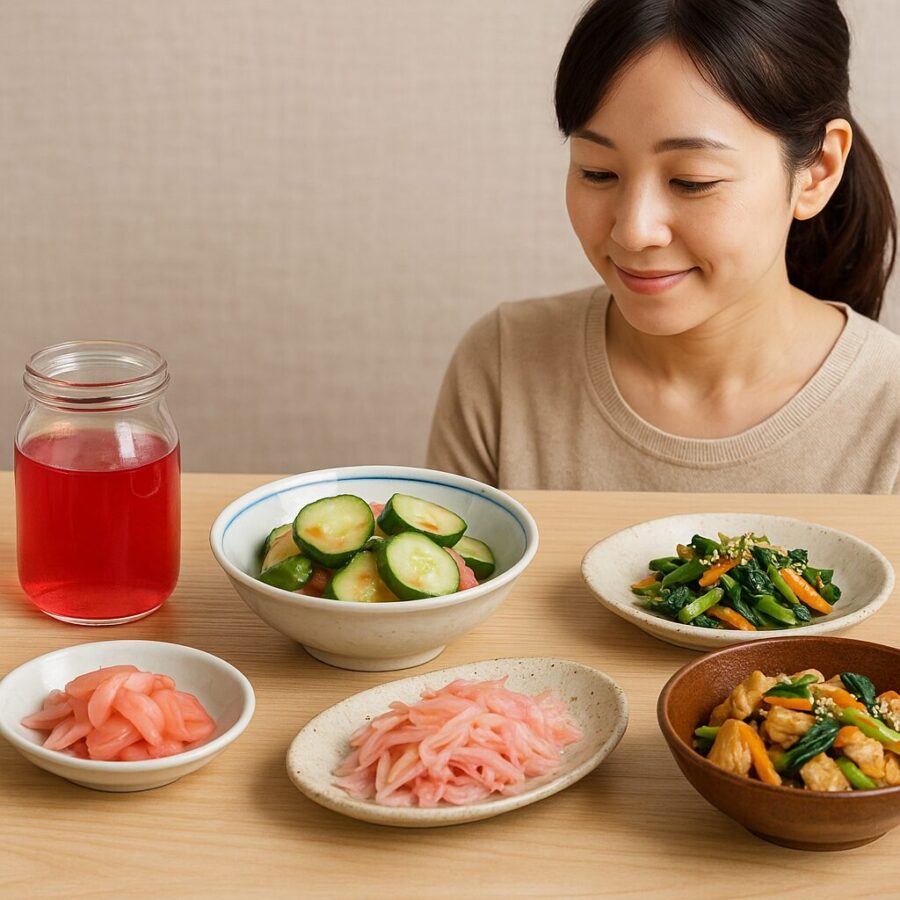 赤梅酢レシピをやさしく活用|毎日の食卓で楽しむ簡単おかず・漬け物・さっぱり副菜アイデア