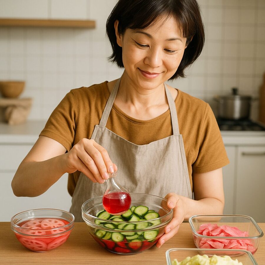 赤梅酢レシピをやさしく活用|毎日の食卓で楽しむ簡単おかず・漬け物・さっぱり副菜アイデア